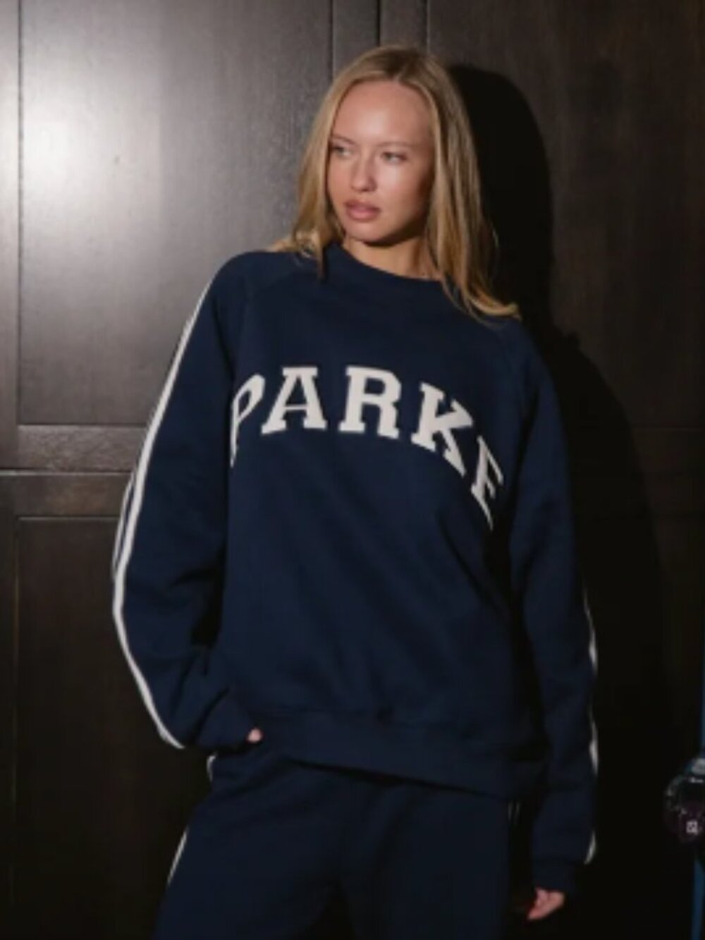 NEW! PARKE Varsity Mockneck (Fleece) - Sport Stripe (Shadow). Size L/XL